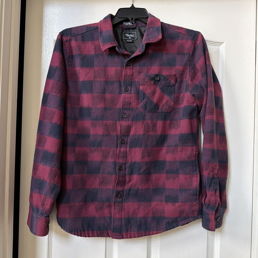Primitive Skateboarding Red Plaid Checkered Flannel Long Sleeve Lined Shirt
